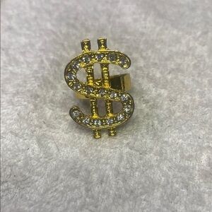 Gold Tone Dollar Sign Ring Size 8